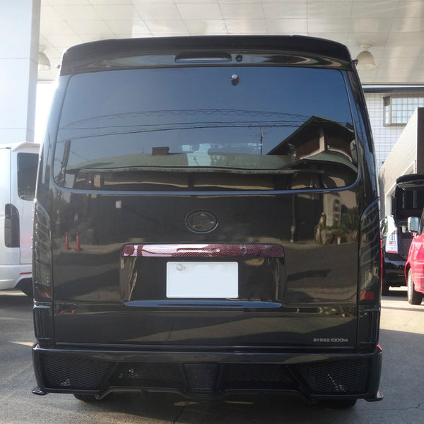 Hiace 200series Carbon Rear Gate Trim #7715-CFR (Red/Without Smart entry)